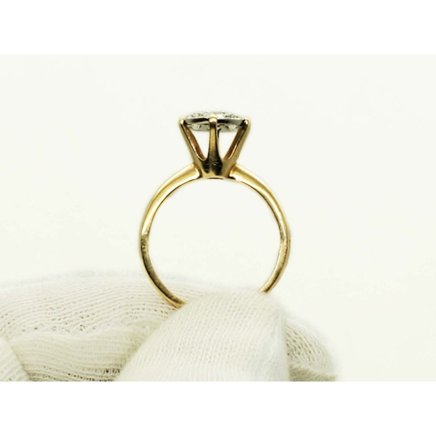 0.70 ctw Natural Diamond Raised Cluster Style Band Ring 14k Gold Size 7.5