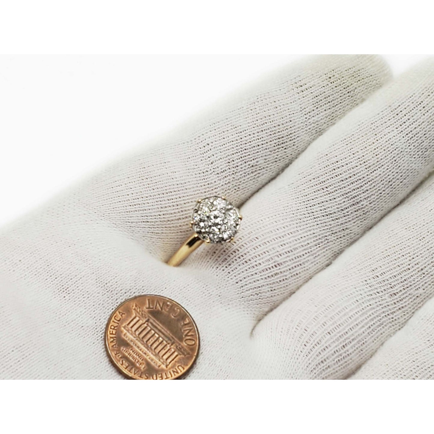 0.70 ctw Natural Diamond Raised Cluster Style Band Ring 14k Gold Size 7.5