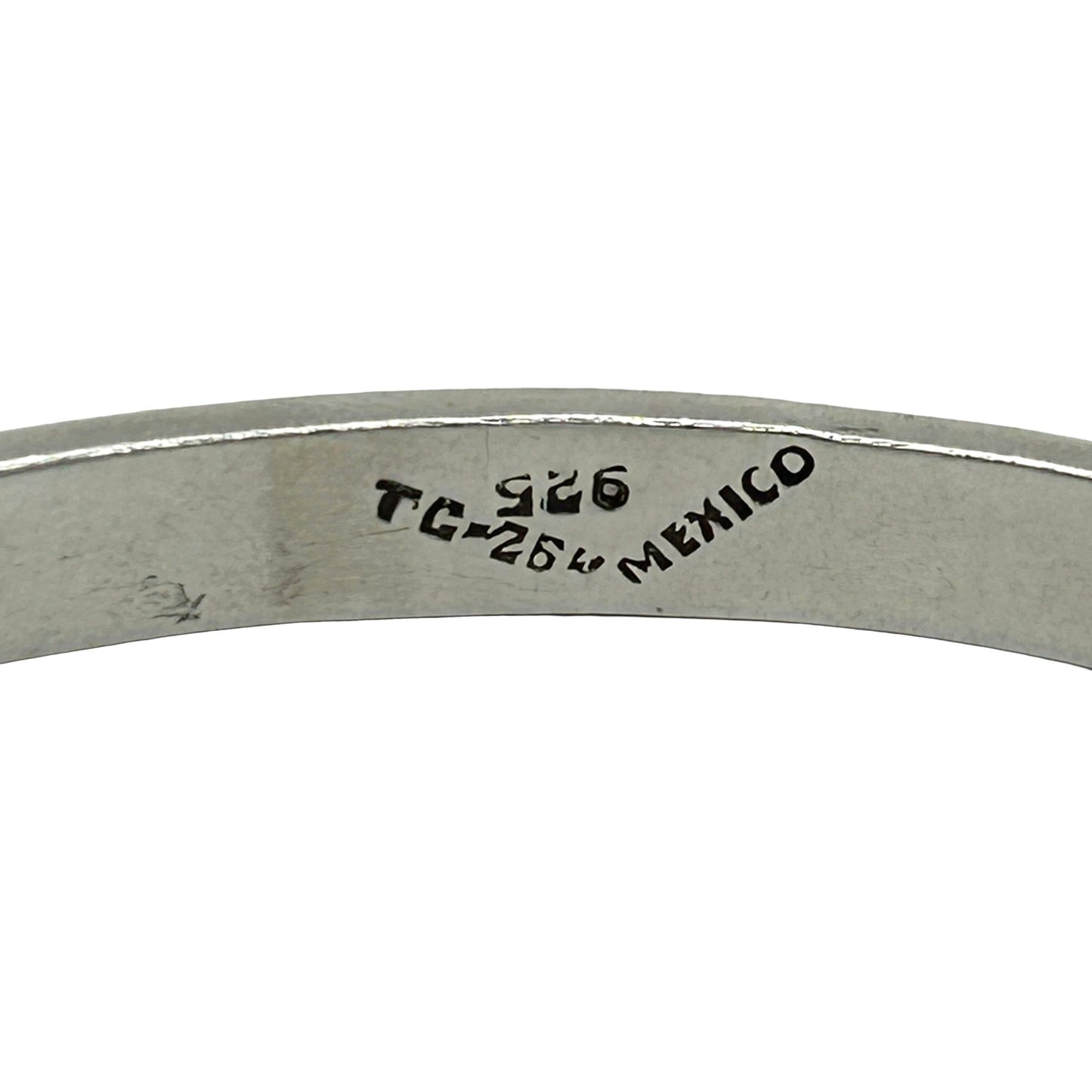 Vintage Taxco Mexico Sterling Silver Turquoise Inlaid Modernist Bangle Bracelet