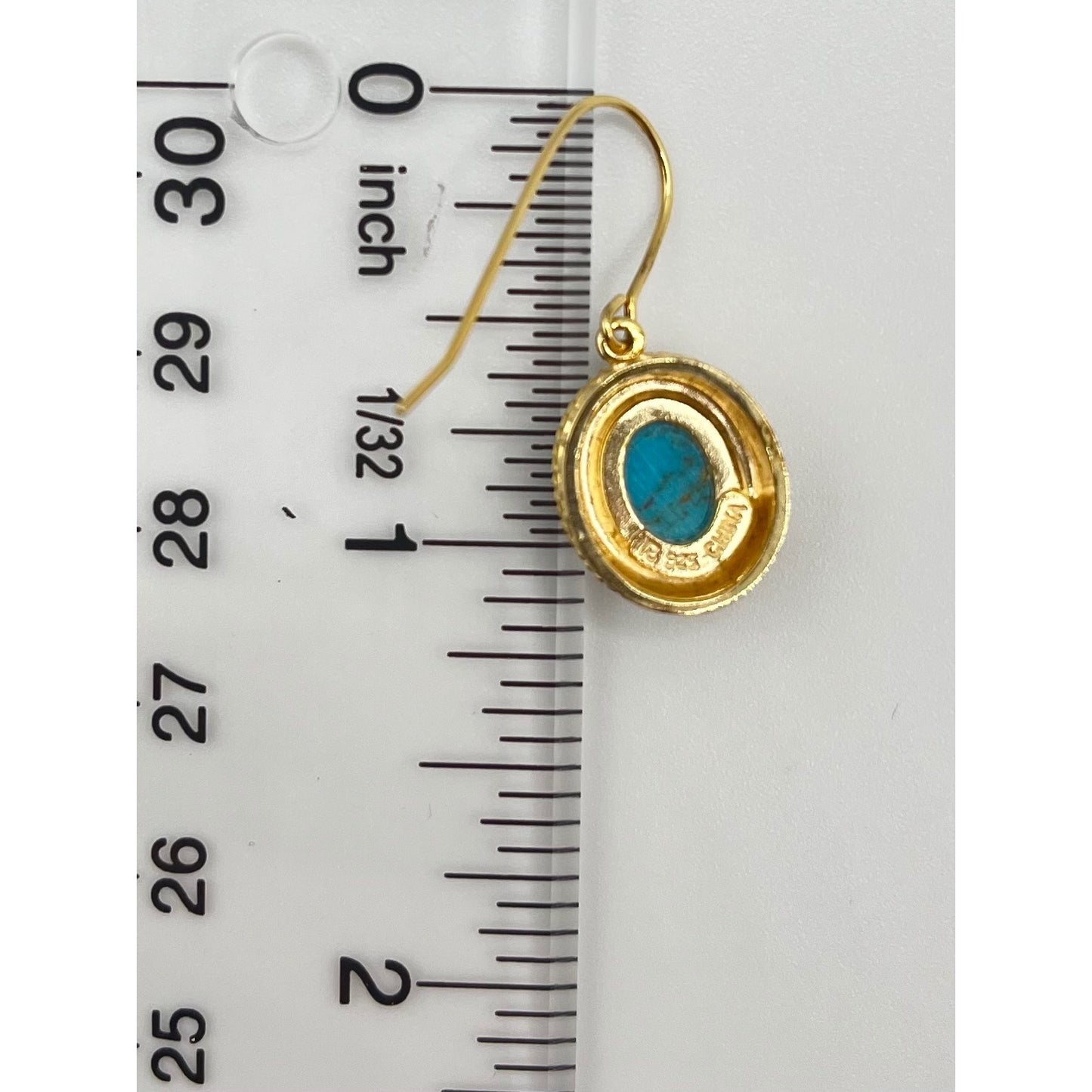 Ross Simons Sterling Silver Gold Layered Turquoise Dangle Earrings Southwestern