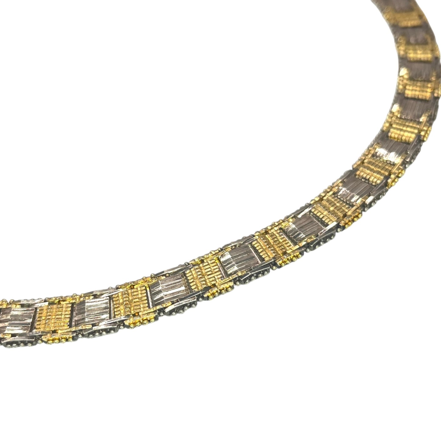 Milor Italy 925 Sterling Silver Gold Vermeil Two Tone Chain Necklace Statement