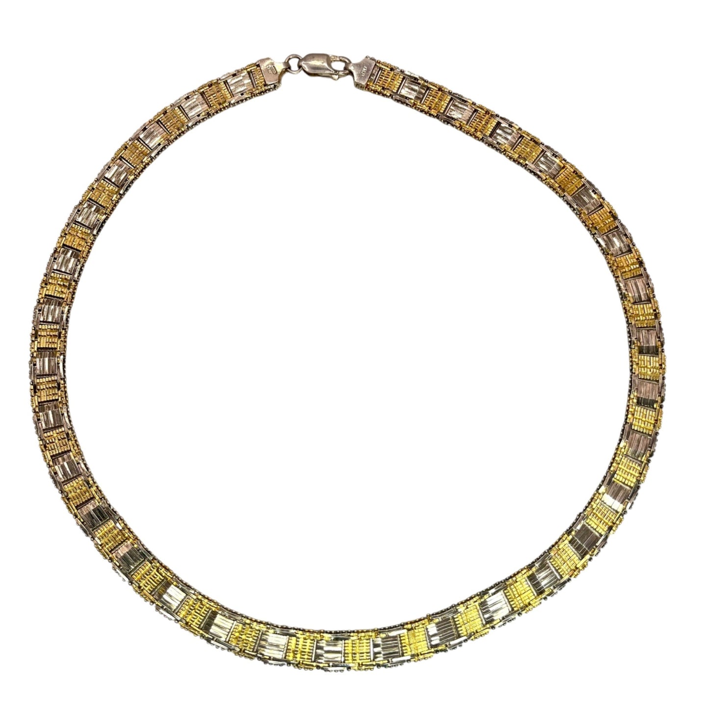 Milor Italy 925 Sterling Silver Gold Vermeil Two Tone Chain Necklace Statement