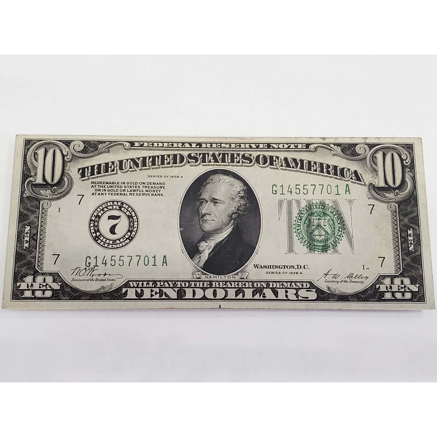 1928A $10 Federal Reserve Note Chicago #G14557701A