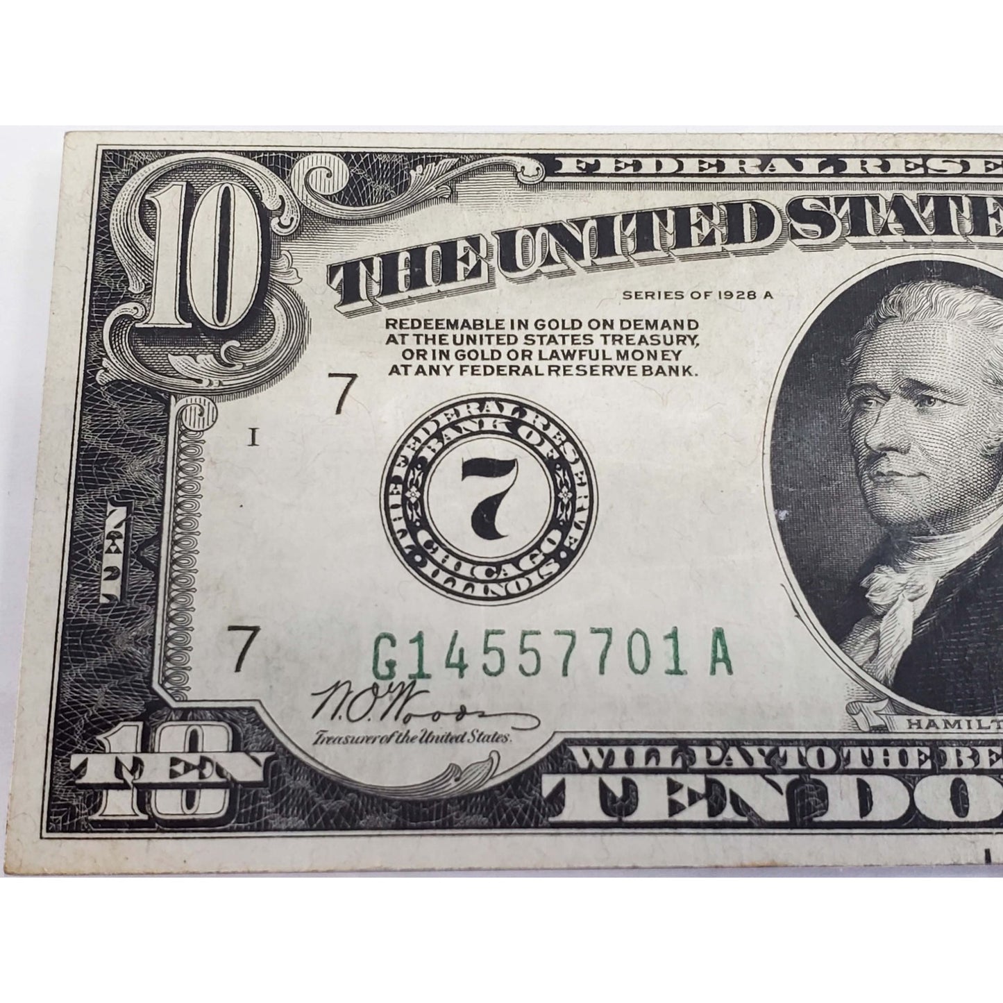 1928A $10 Federal Reserve Note Chicago #G14557701A