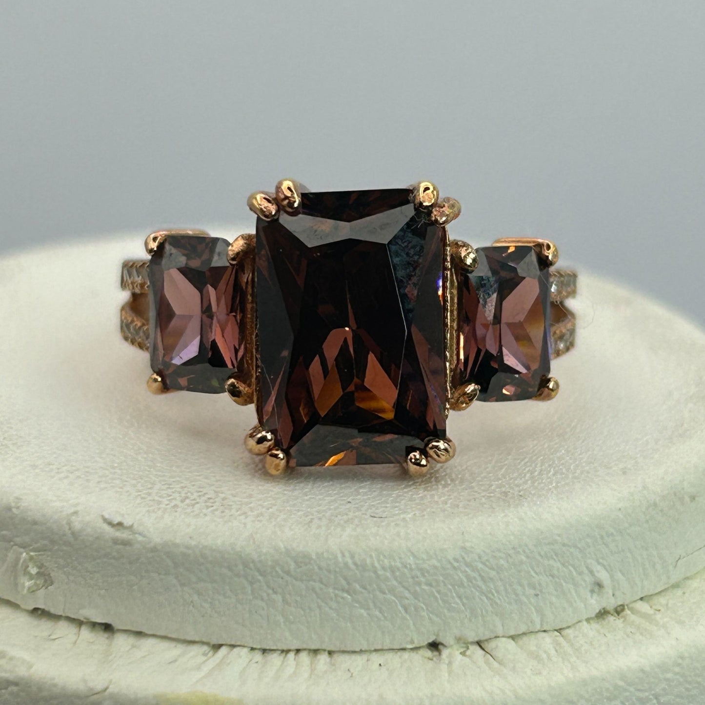 Blush And White Cubic Zirconia 18k Rose Gold Over Silver Ring 9.75ctw SIZE 8
