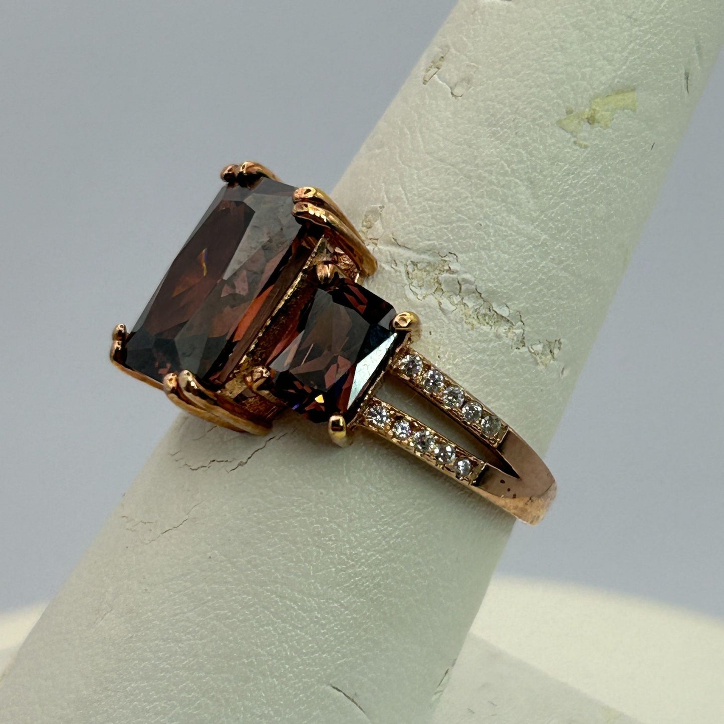 Blush And White Cubic Zirconia 18k Rose Gold Over Silver Ring 9.75ctw SIZE 8