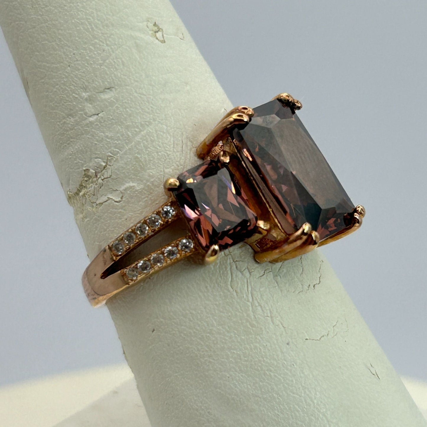 Blush And White Cubic Zirconia 18k Rose Gold Over Silver Ring 9.75ctw SIZE 8