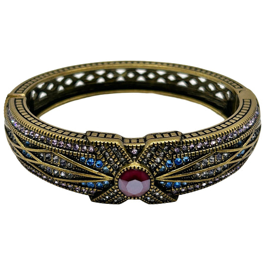 Heidi Daus Vintage "Tapered X" Red/ Purple/ Blue Crystal Cuff Bracelet