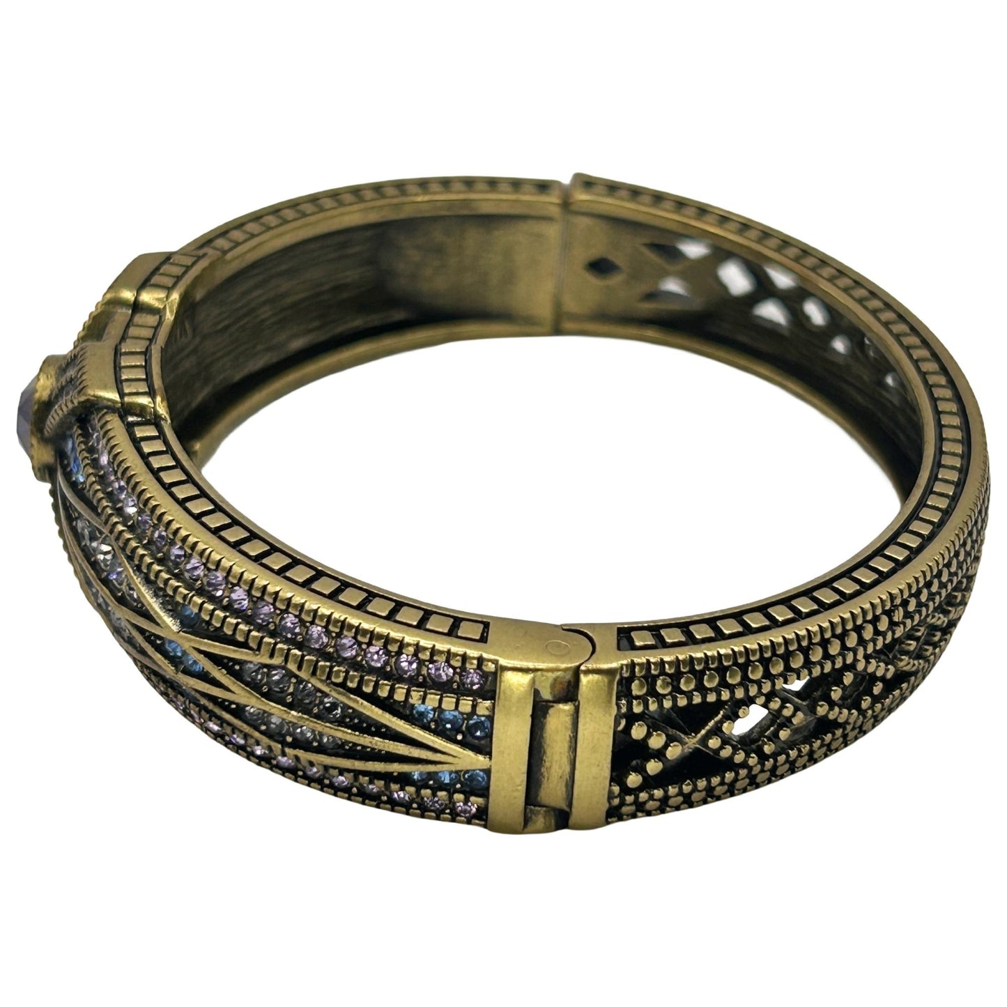 Heidi Daus Vintage "Tapered X" Red/ Purple/ Blue Crystal Cuff Bracelet
