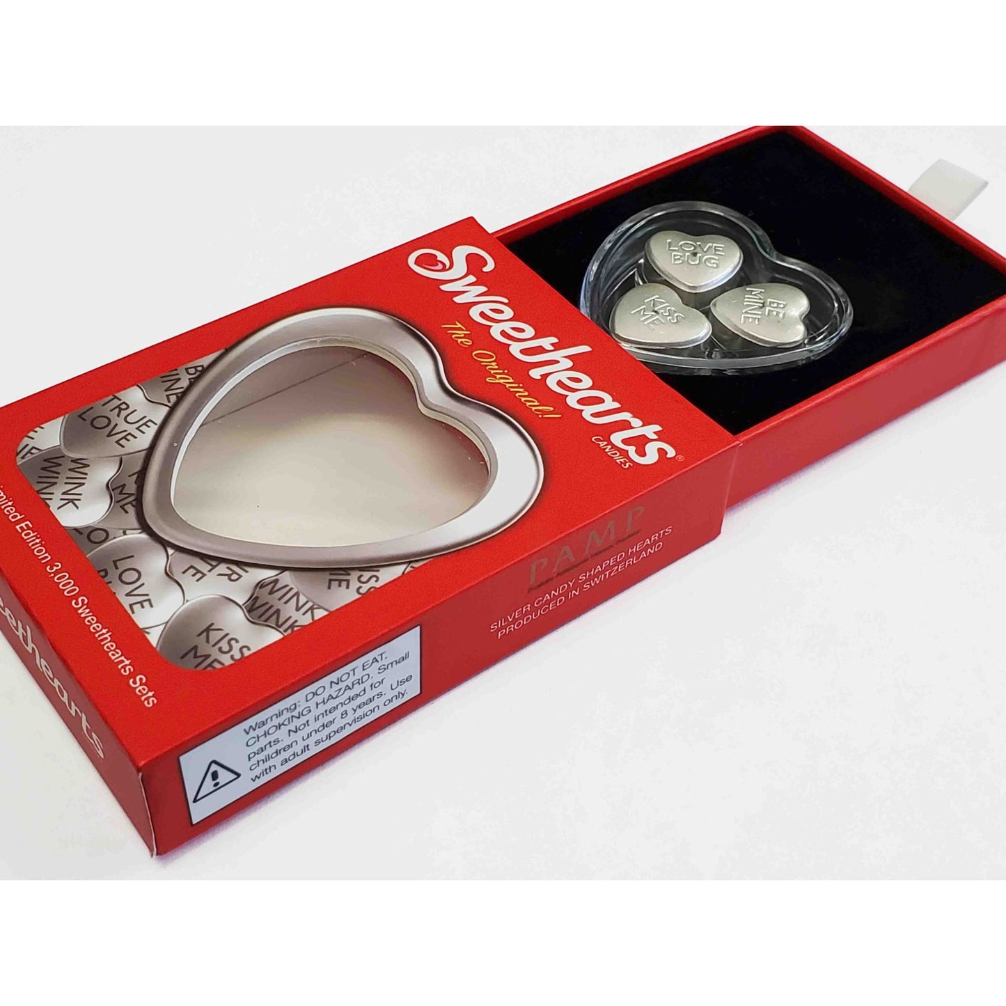 2021 PAMP Sweethearts Limited Edition .999 Fine Silver Heart Candies 30 Grams