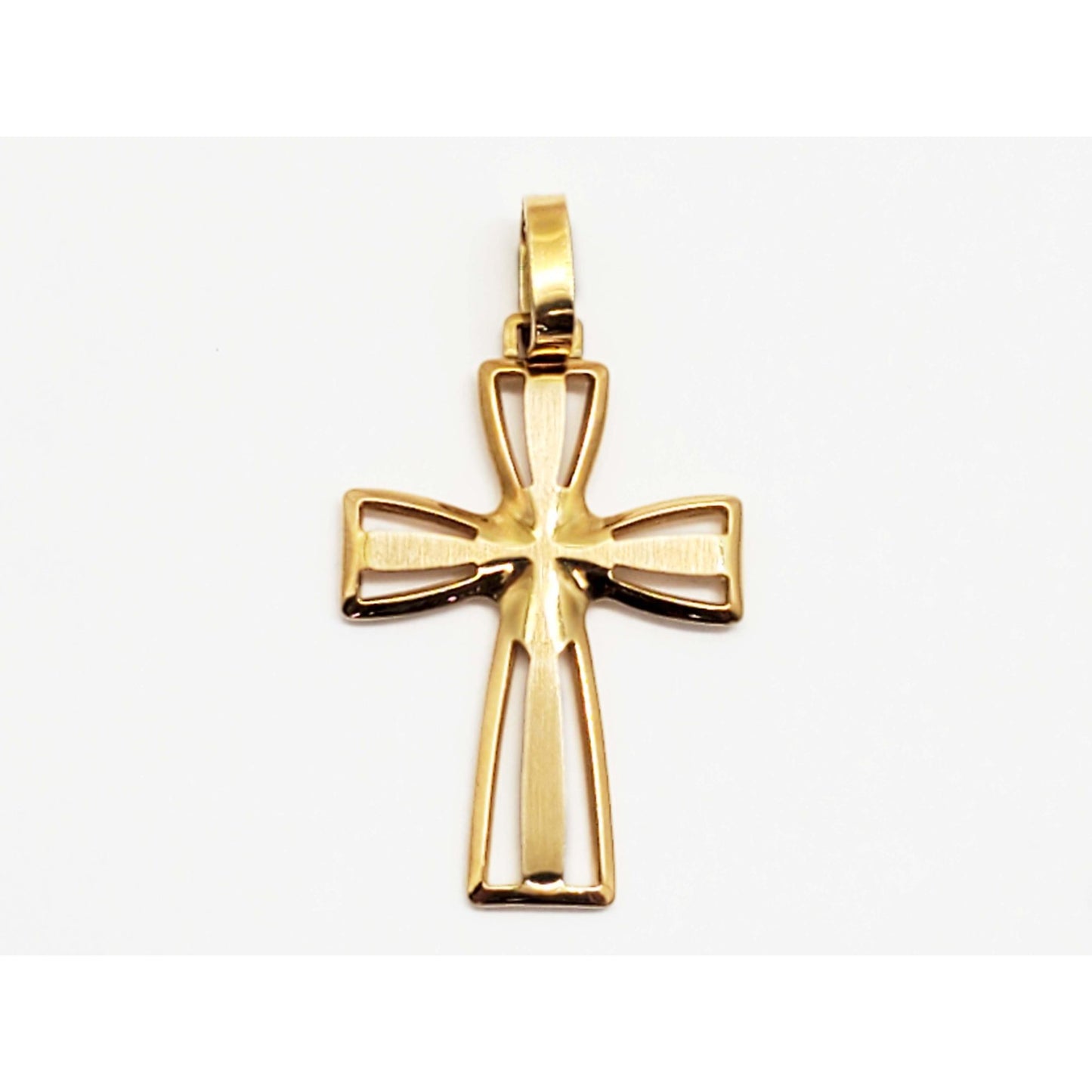 Italian Open Cross Pendant 18k Gold