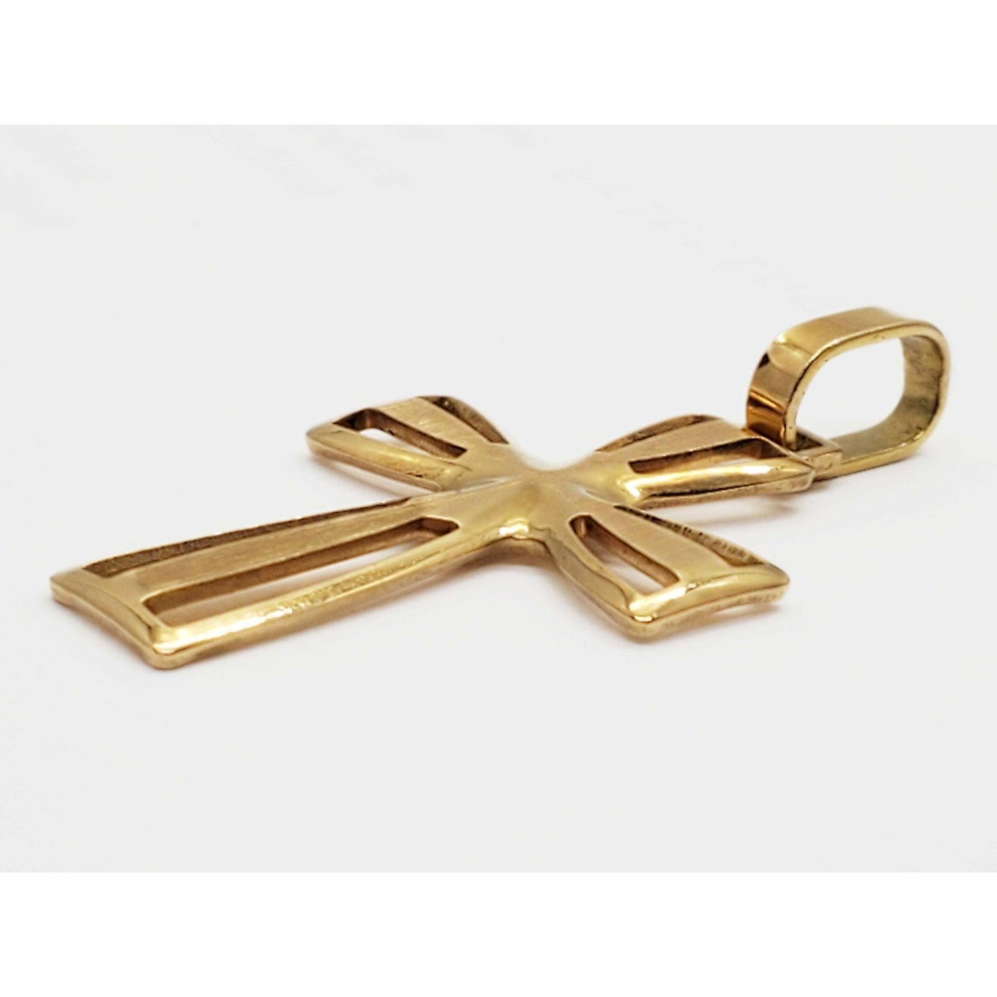 Italian Open Cross Pendant 18k Gold