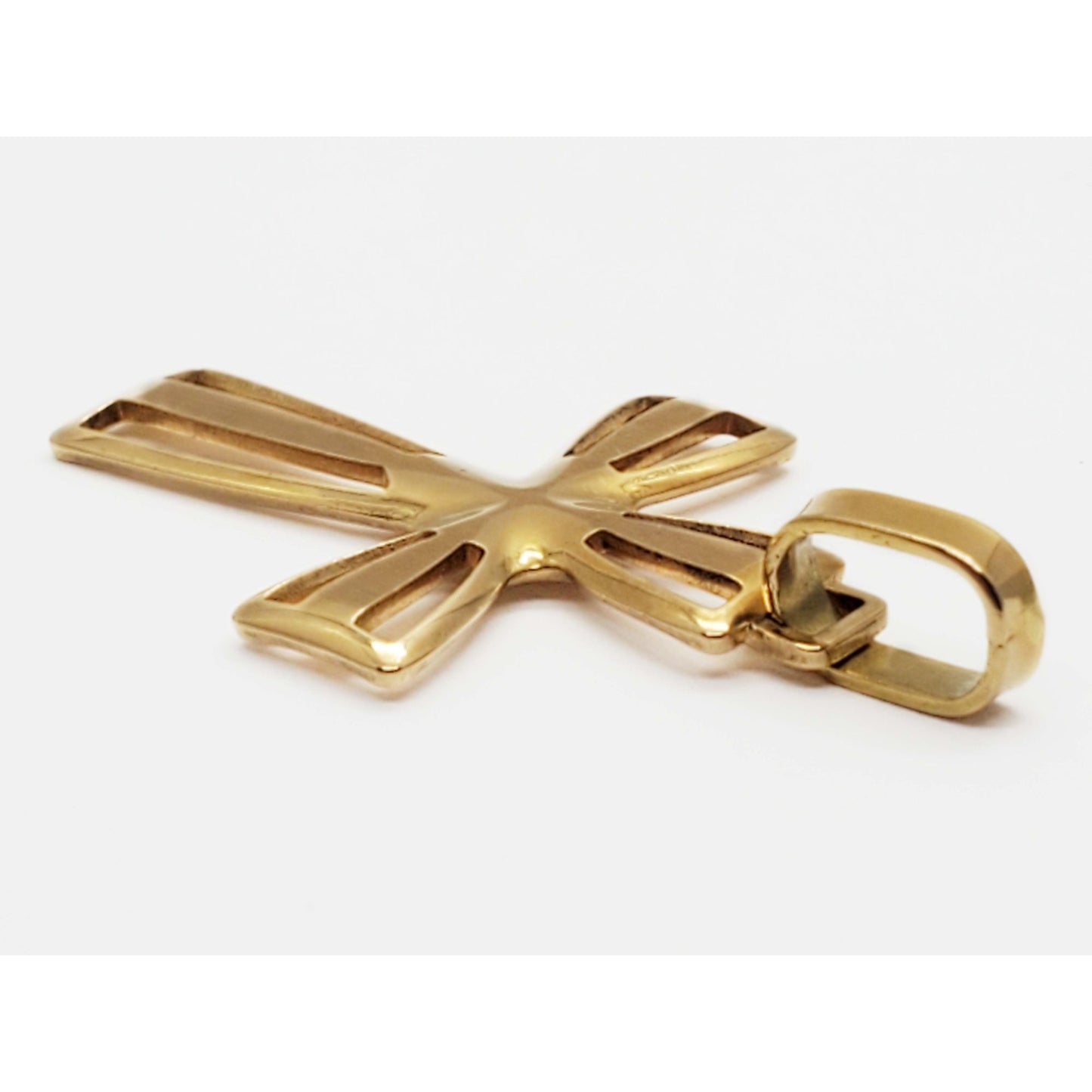 Italian Open Cross Pendant 18k Gold