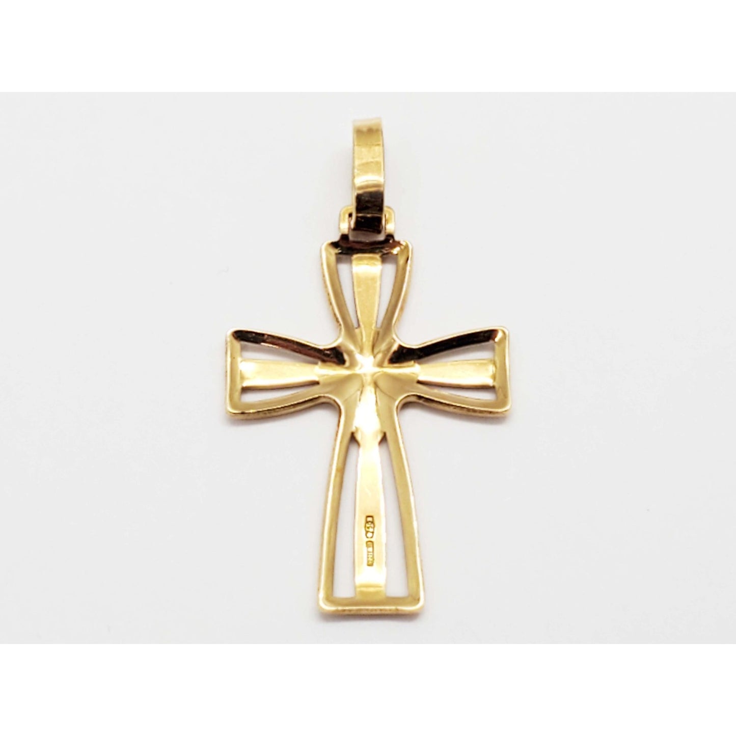Italian Open Cross Pendant 18k Gold