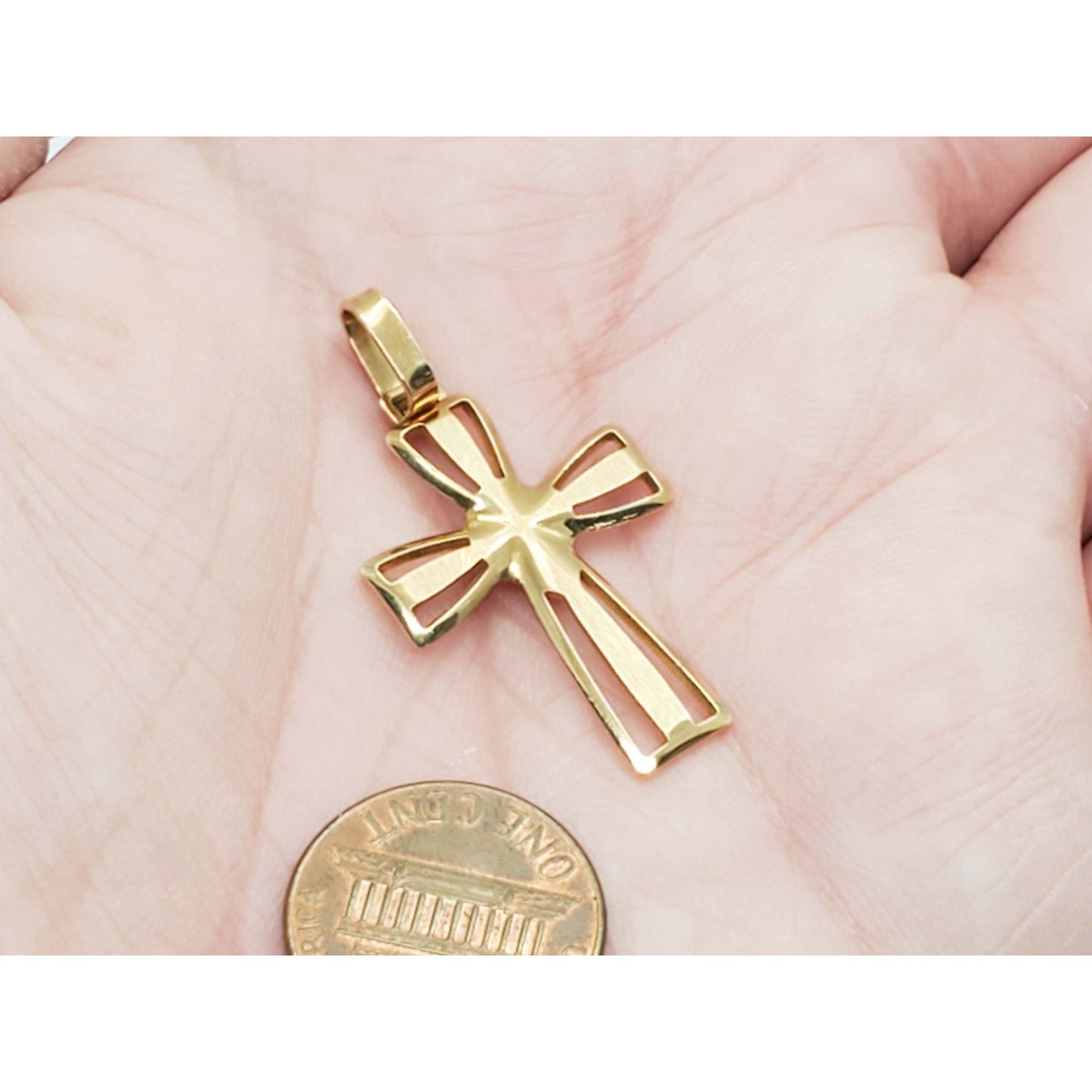 Italian Open Cross Pendant 18k Gold