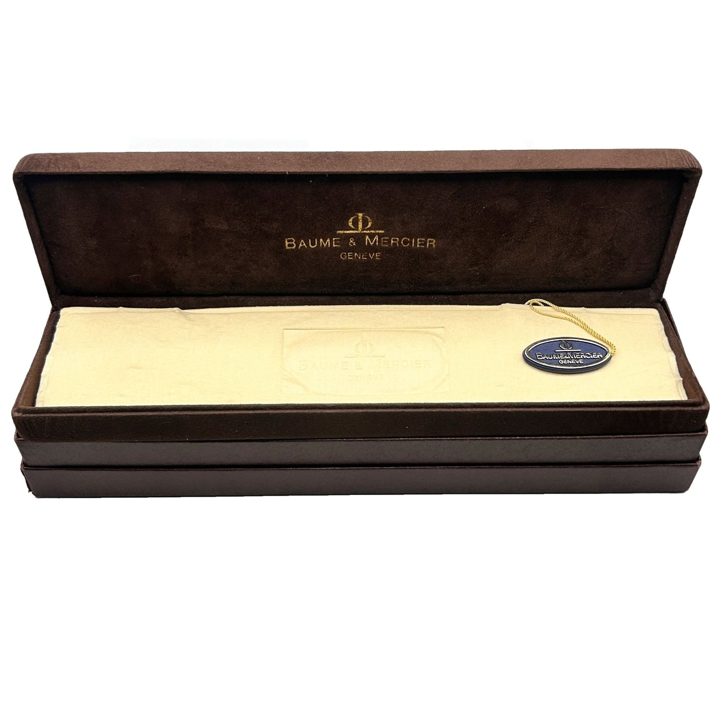 Vintage Brown Velvet Baume & Mercier Watch Box with Warranty + Papers (No Watch)