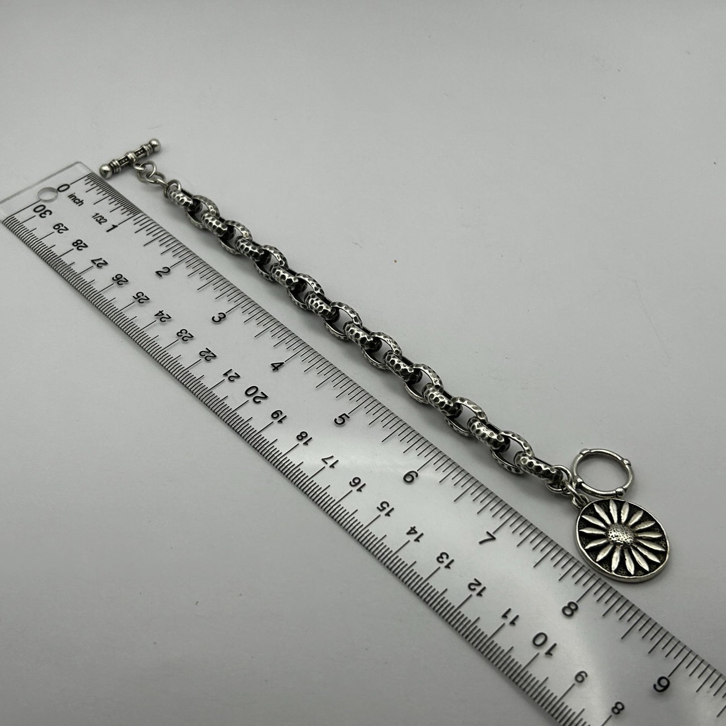 Exex Sterling Silver Sunflower Toggle Clasp Bracelet By Claudia Agudelo