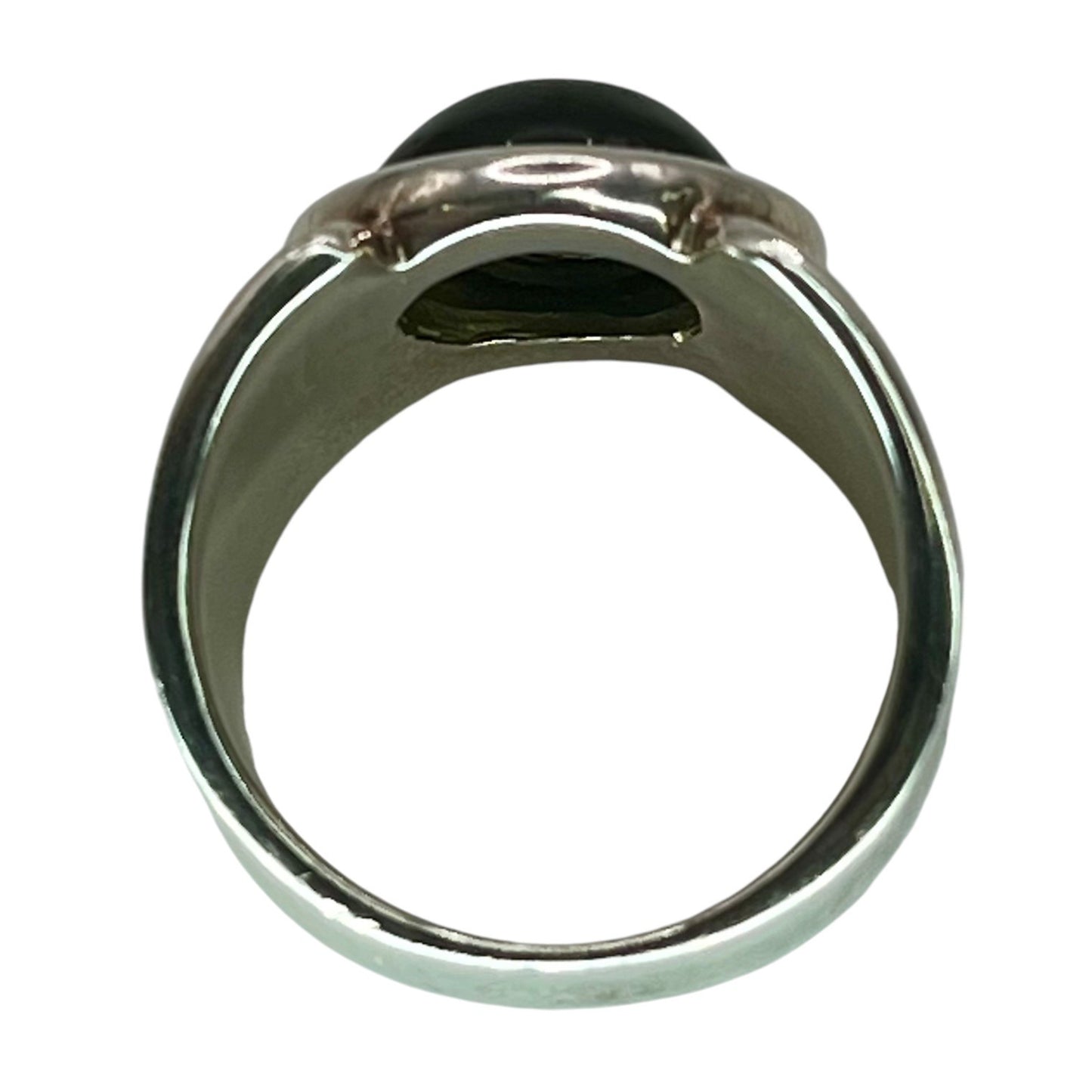 Vintage 925 Sterling Silver Black Onyx Ring Size 6.75 Modernist Chunky