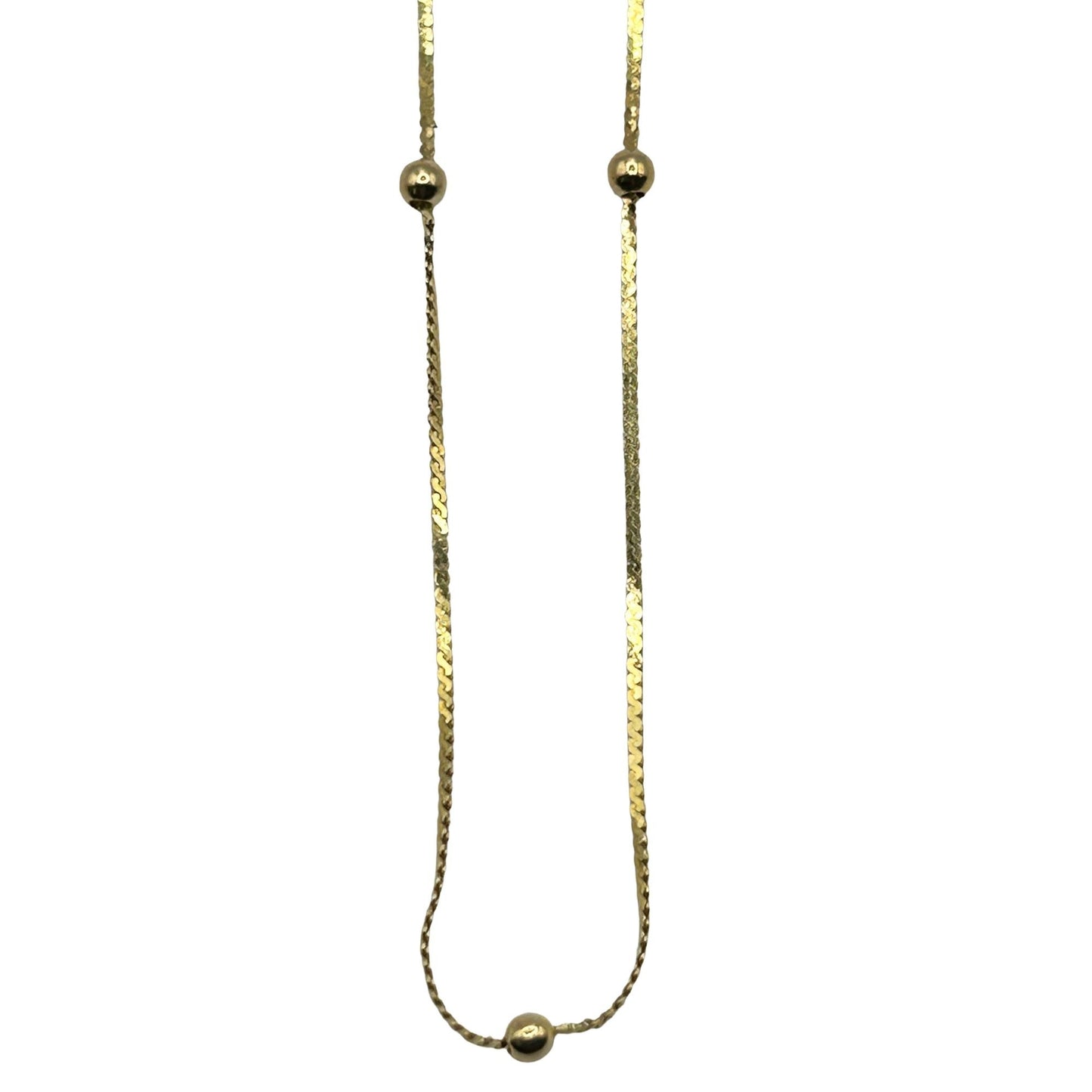 14k Yellow Gold Station Bracelet Made in Italy - 3 Stations with 2mm Beads - 7in