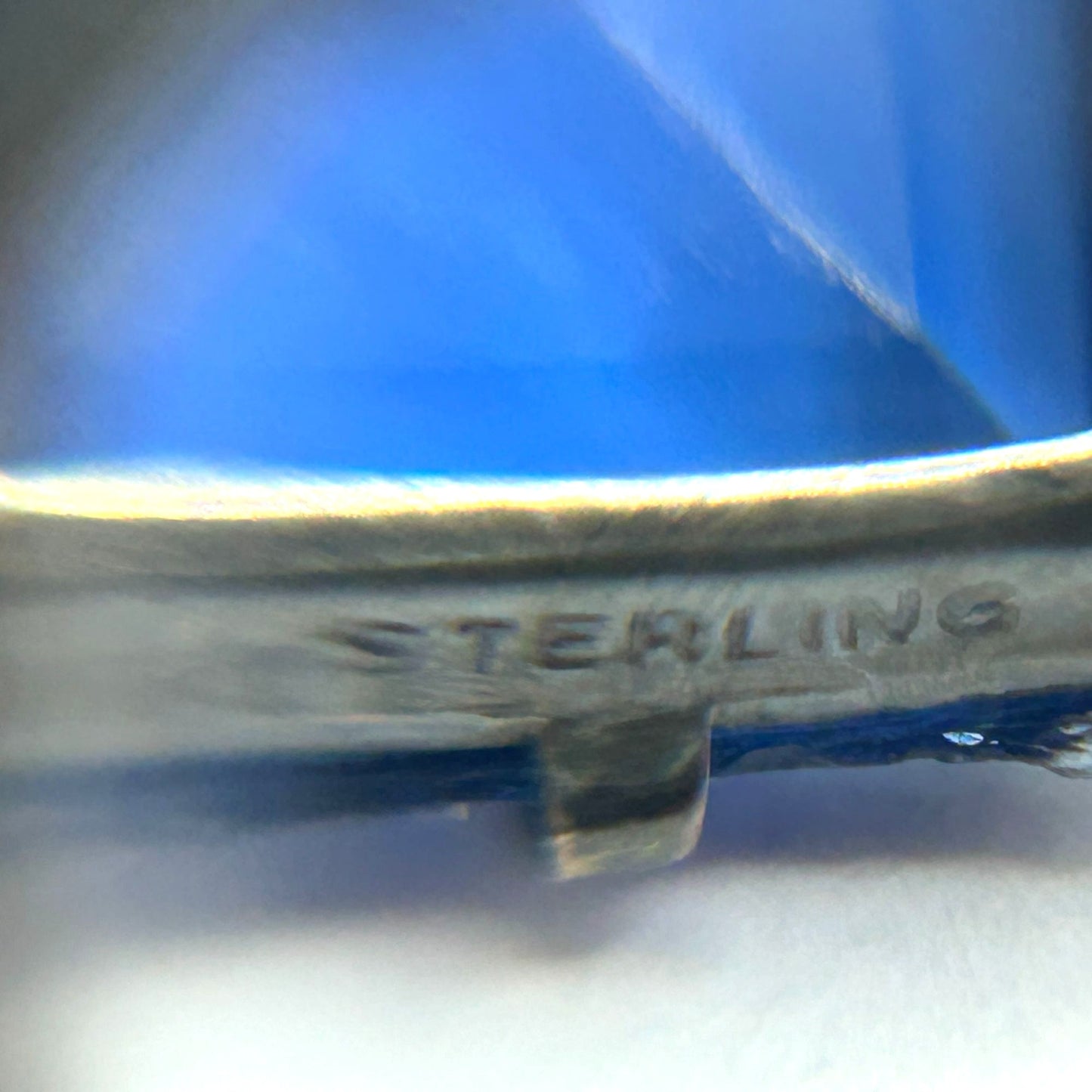 925 Sterling Silver and Blue Rhinestone Station Link Necklace 17"