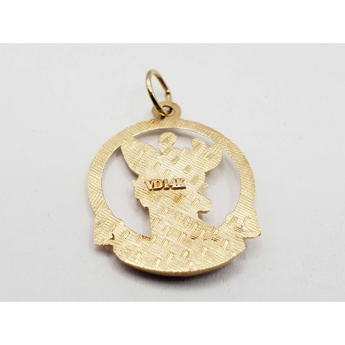 Round Rudolph the Red-Nosed Reindeer Christmas Charm Pendant 14k Gold VD