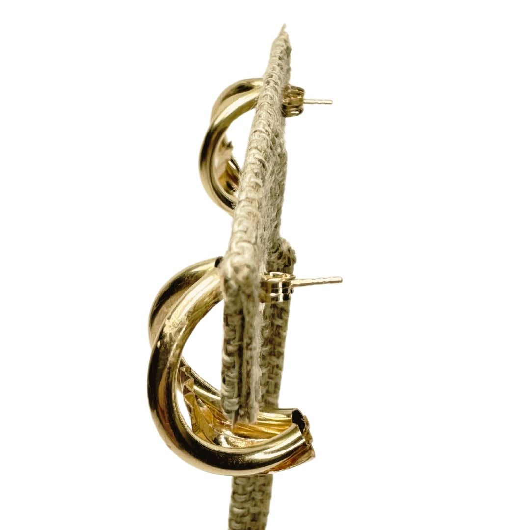 14K Yellow Gold Half Hoop Hollow Earrings