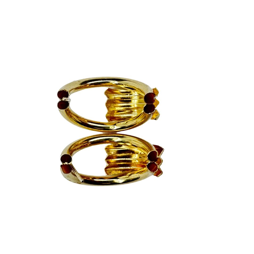14K Yellow Gold Half Hoop Hollow Earrings