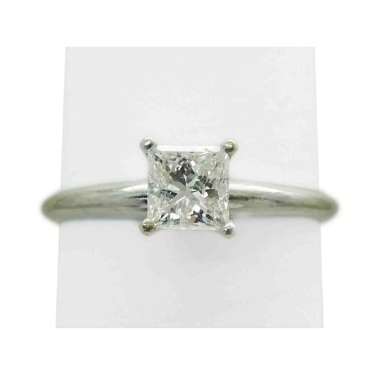 0.53 ctw Natural Princess Diamond Solitaire Band Ring 14k White Gold Size 6