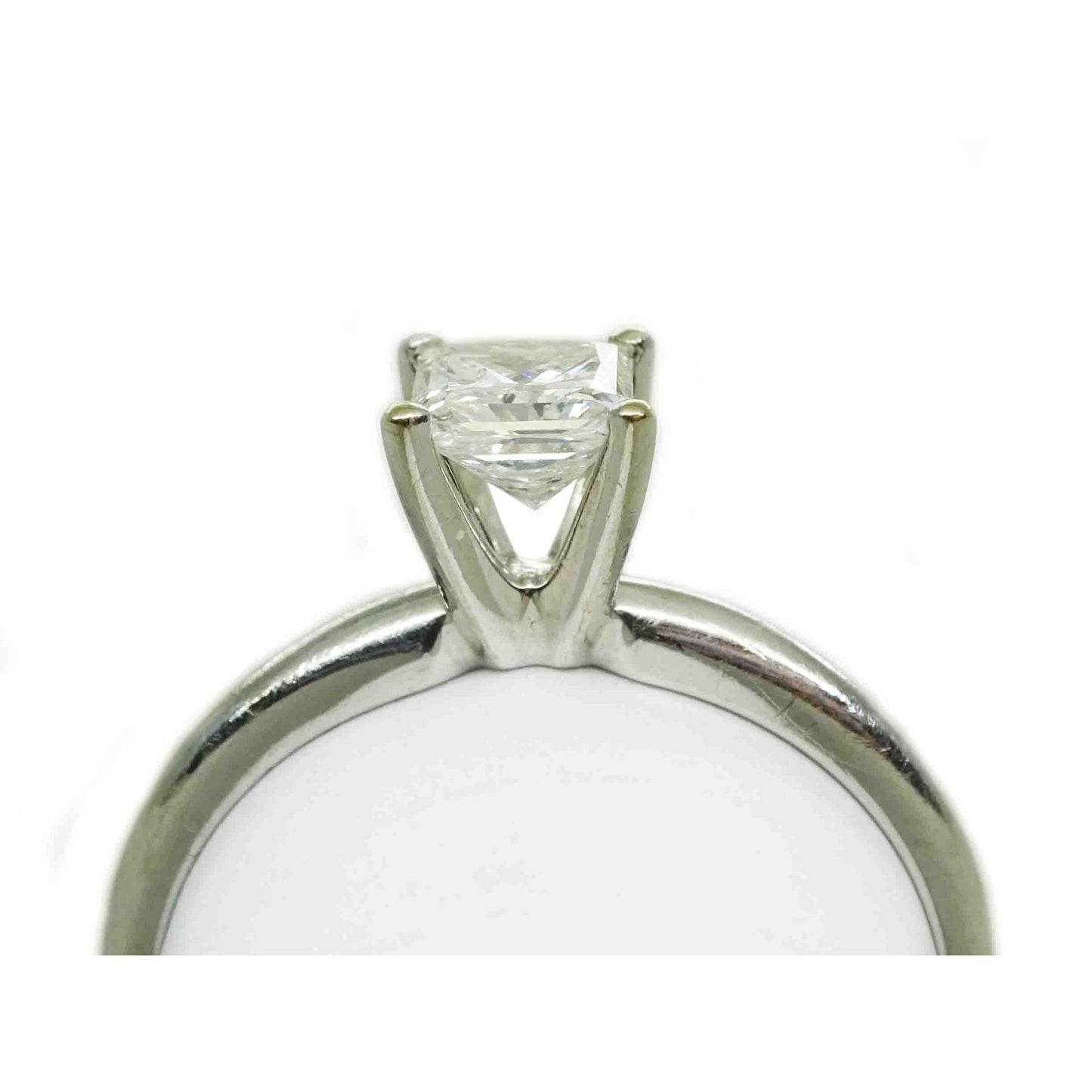 0.53 ctw Natural Princess Diamond Solitaire Band Ring 14k White Gold Size 6