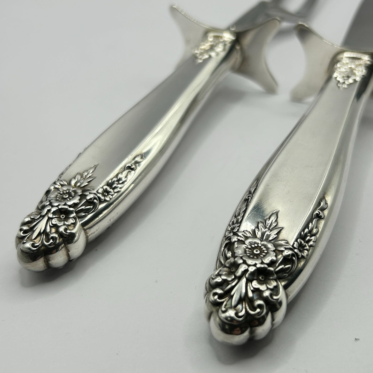 International Prelude Sterling Silver Large 2pc Carving Set - Carving Knife+Fork