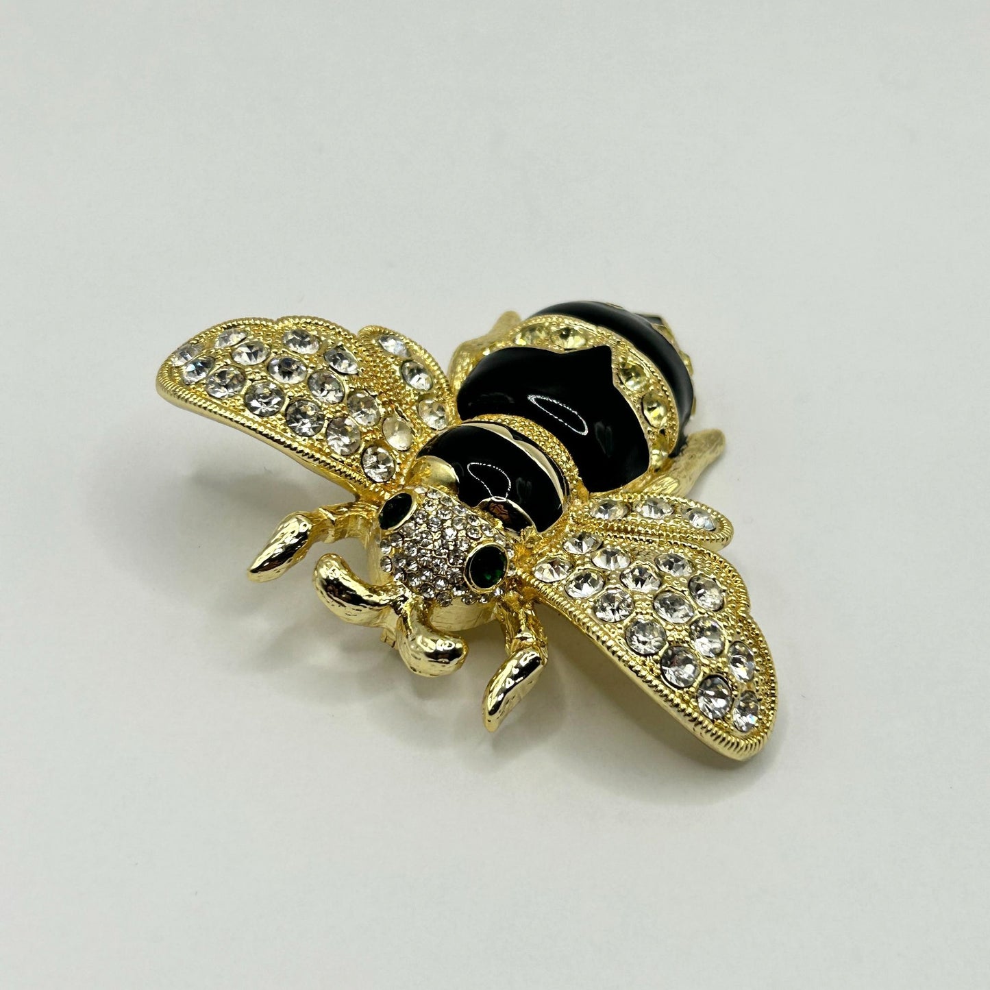 Joan Boyce Large Gold Tone Black Enamel Bumble Bee Insect Brooch Pin Pendant
