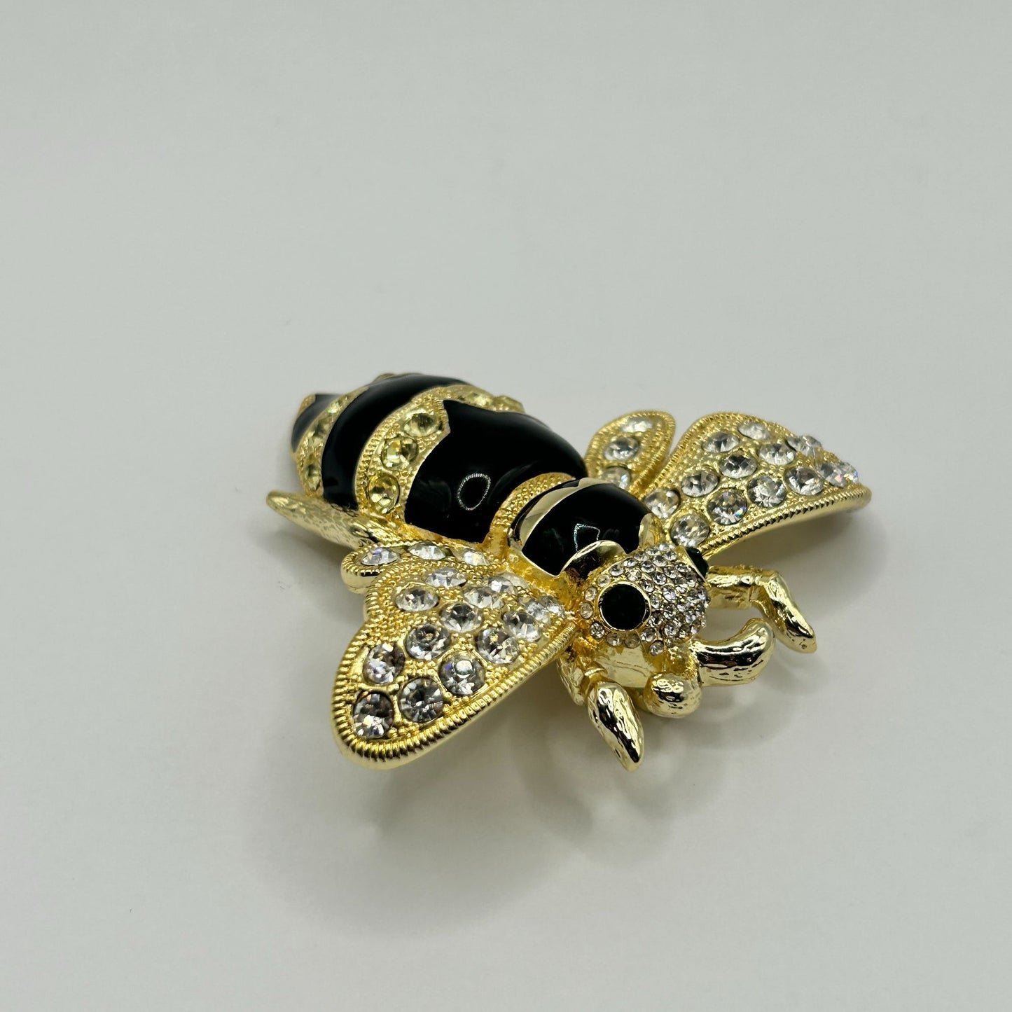 Joan Boyce Large Gold Tone Black Enamel Bumble Bee Insect Brooch Pin Pendant