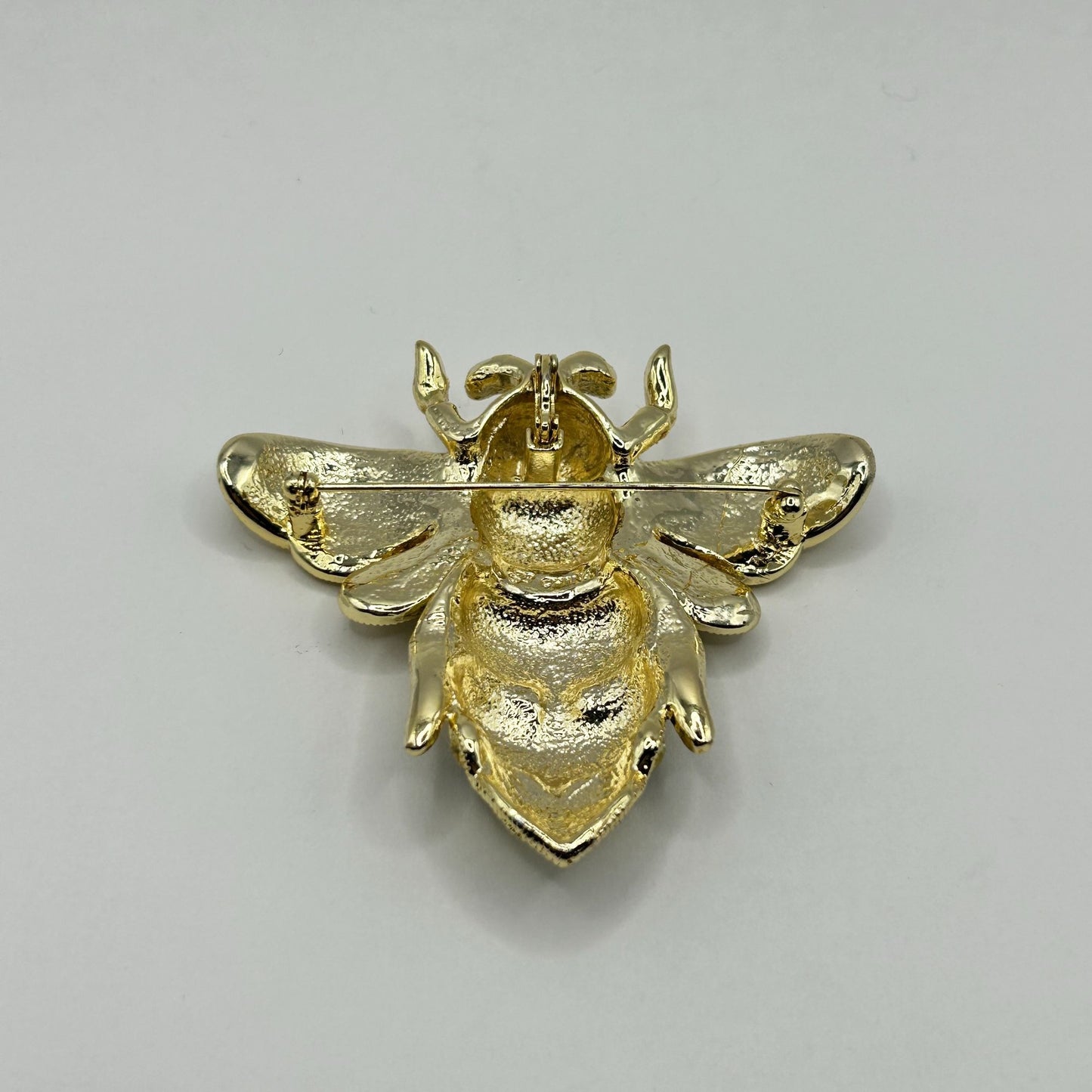 Joan Boyce Large Gold Tone Black Enamel Bumble Bee Insect Brooch Pin Pendant