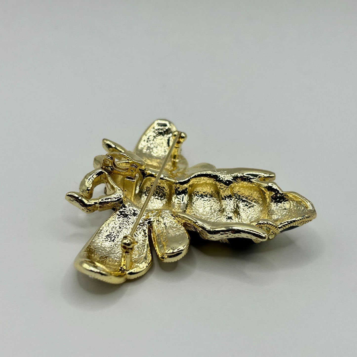 Joan Boyce Large Gold Tone Black Enamel Bumble Bee Insect Brooch Pin Pendant