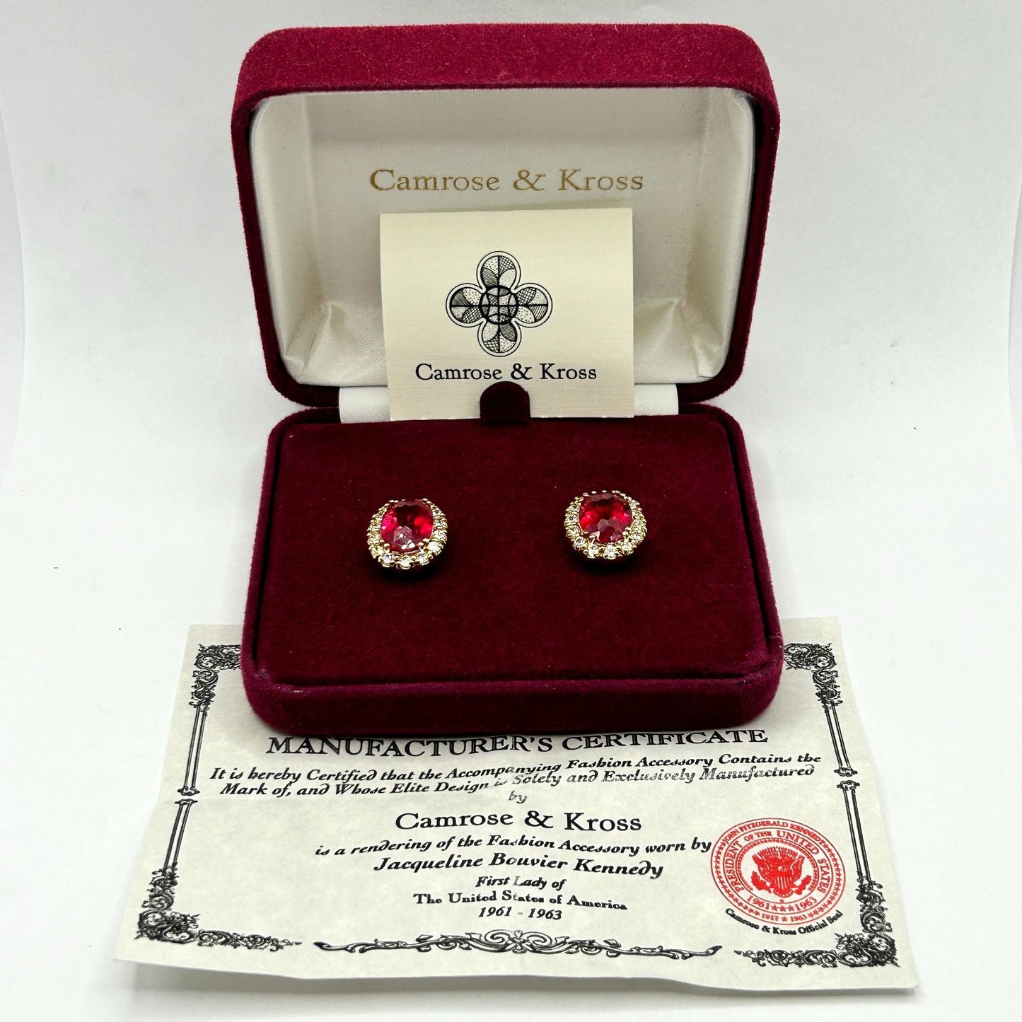 Camrose & Kross JBK Simulated Ruby & Rhinestone Stud Earrings