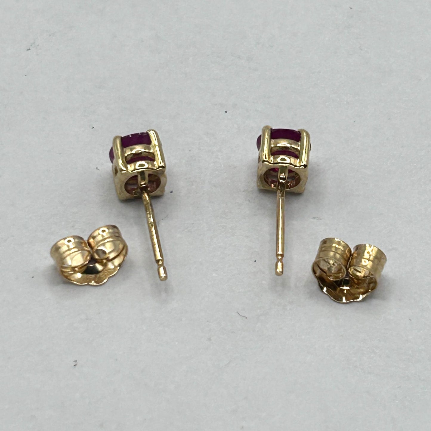 Lab Created Ruby 10k Yellow Gold 4.5mm Stud Earrings