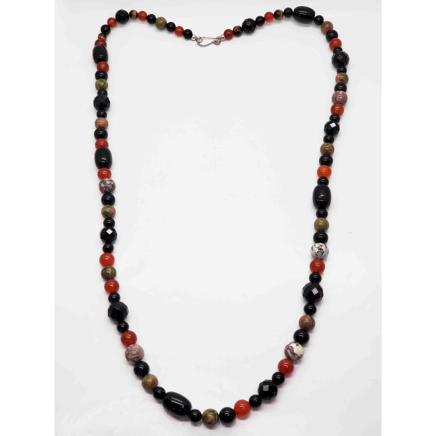Jay King Unakite Onyx Carnelian Agate Jasper Tiger Eye Bead Necklace 36"