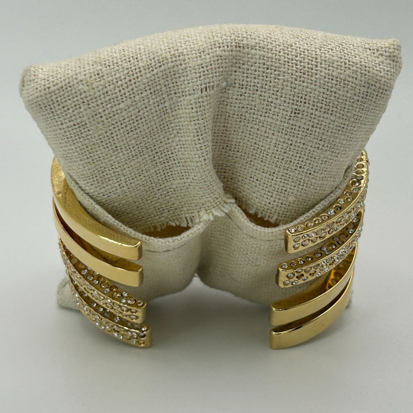 St. John Signed Vintage Designer Gold Toned Large Cuff Bracelet