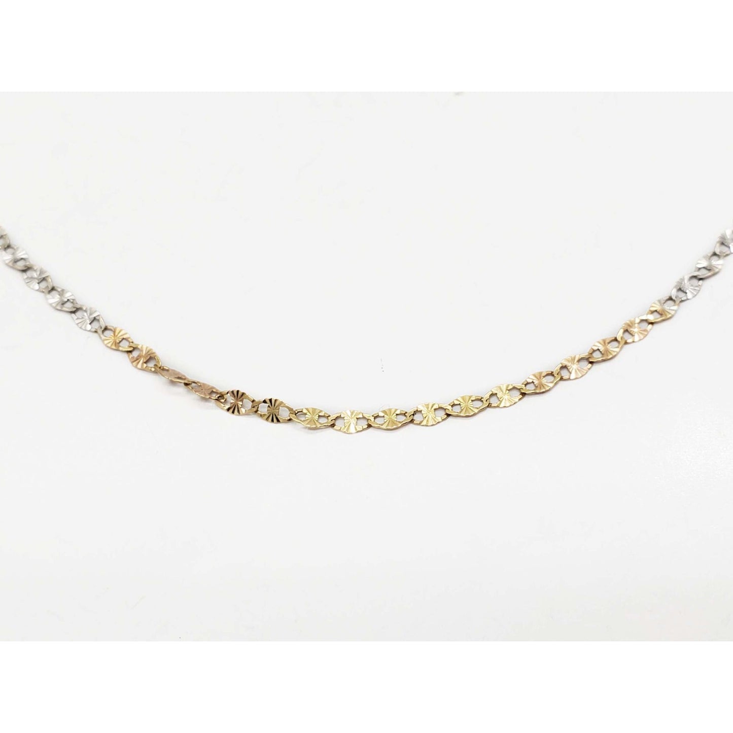 2mm Wide Dia-Cut Mariner Chain Necklace 14k Tricolor Gold 21.5" Long
