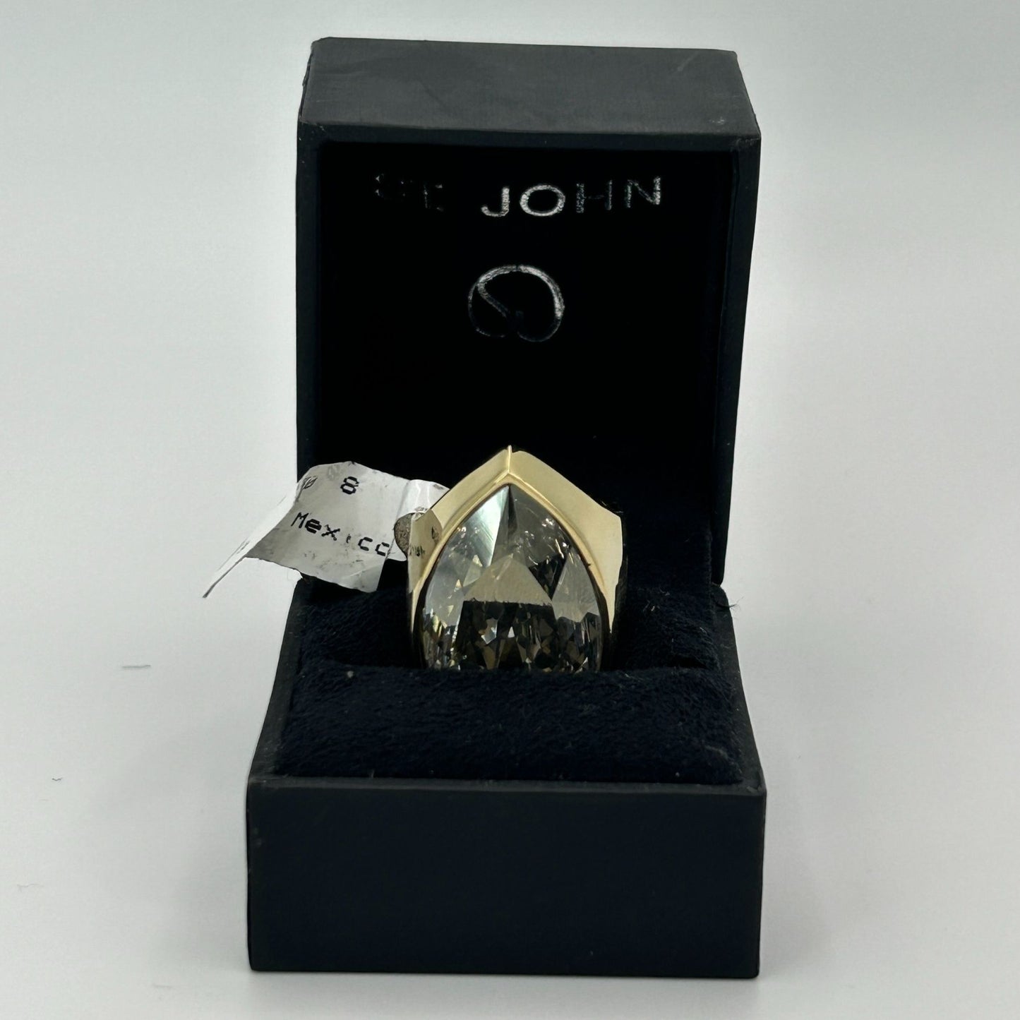 St John Designer Signed Marquise-Cut Rhinestone Ring SIZE 8.25