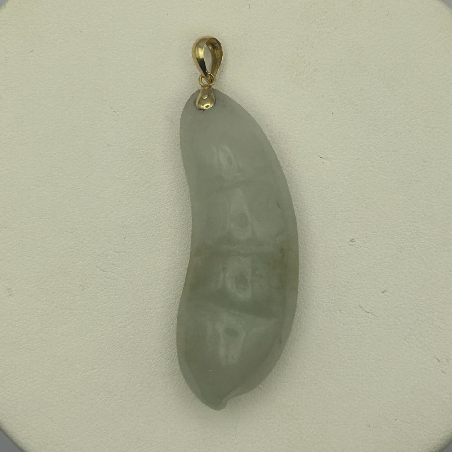 Green Jade Pearl 14k Yellow Gold Bail Pea Pod Necklace Pendant