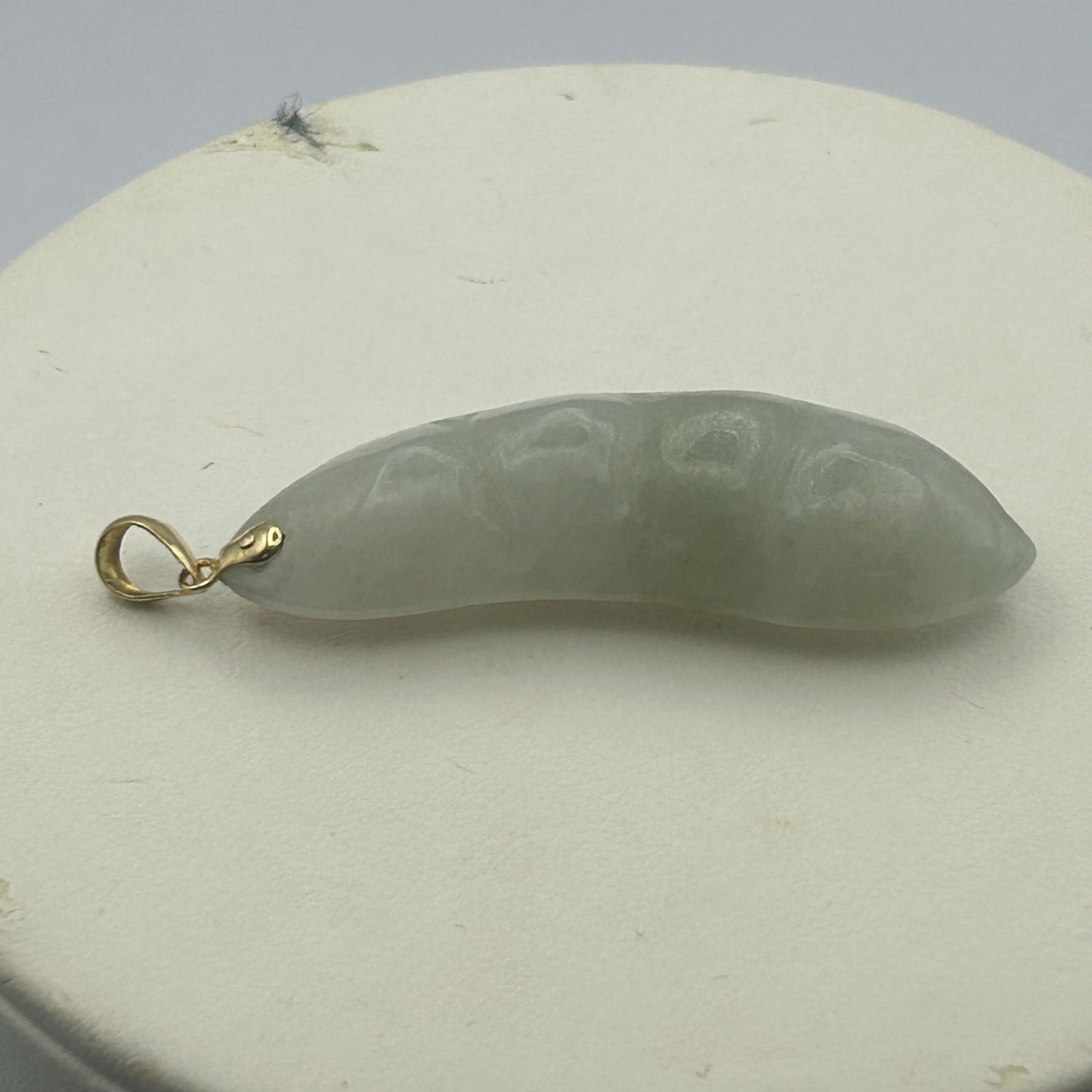 Green Jade Pearl 14k Yellow Gold Bail Pea Pod Necklace Pendant