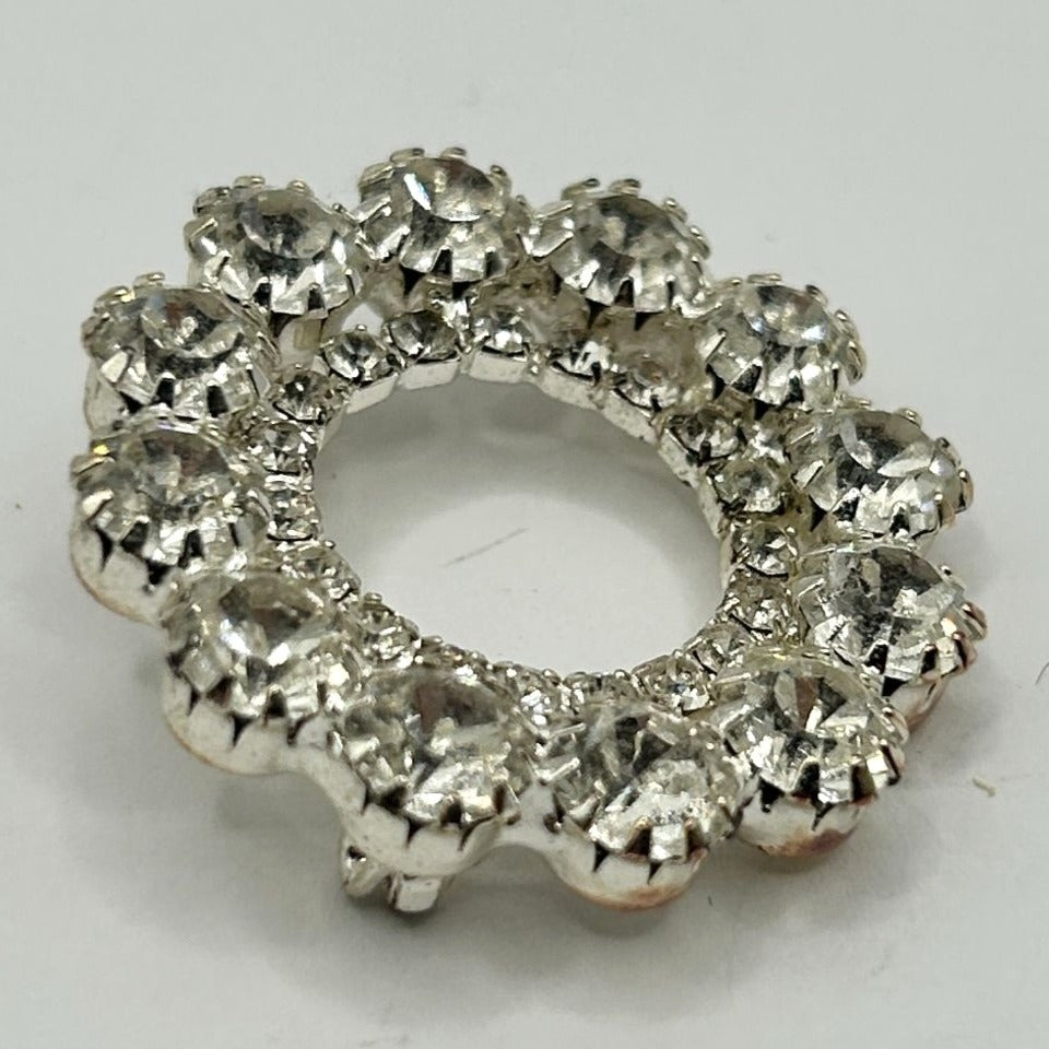 Vintage Eisenberg Ice Wreath Brooch Pin - Clear Rhinestones