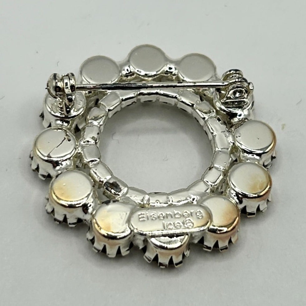 Vintage Eisenberg Ice Wreath Brooch Pin - Clear Rhinestones