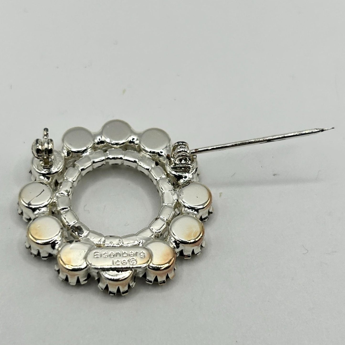 Vintage Eisenberg Ice Wreath Brooch Pin - Clear Rhinestones