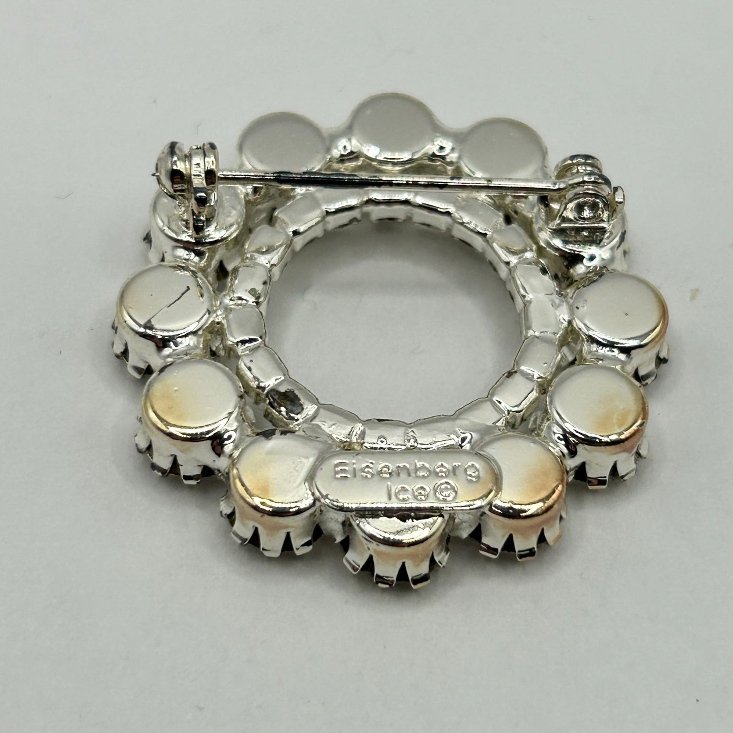 Vintage Eisenberg Ice Wreath Brooch Pin - Clear Rhinestones