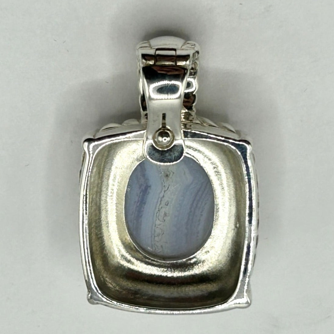 Judith Ripka Blue Lace Agate Cabochon Sapphire Sterling Silver Enhancer Pendant