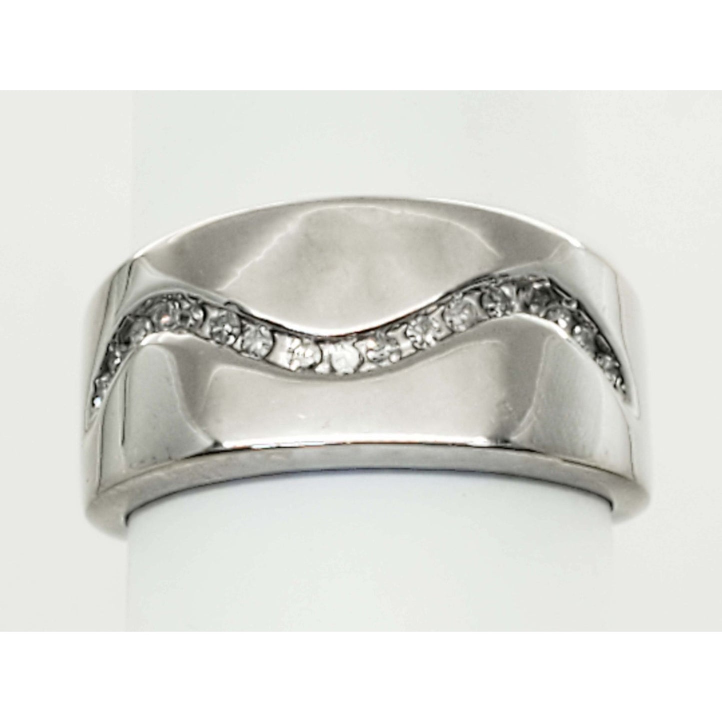 0.08 ctw Diamond Wave Setting Band Ring 14k White Gold Size 7.5