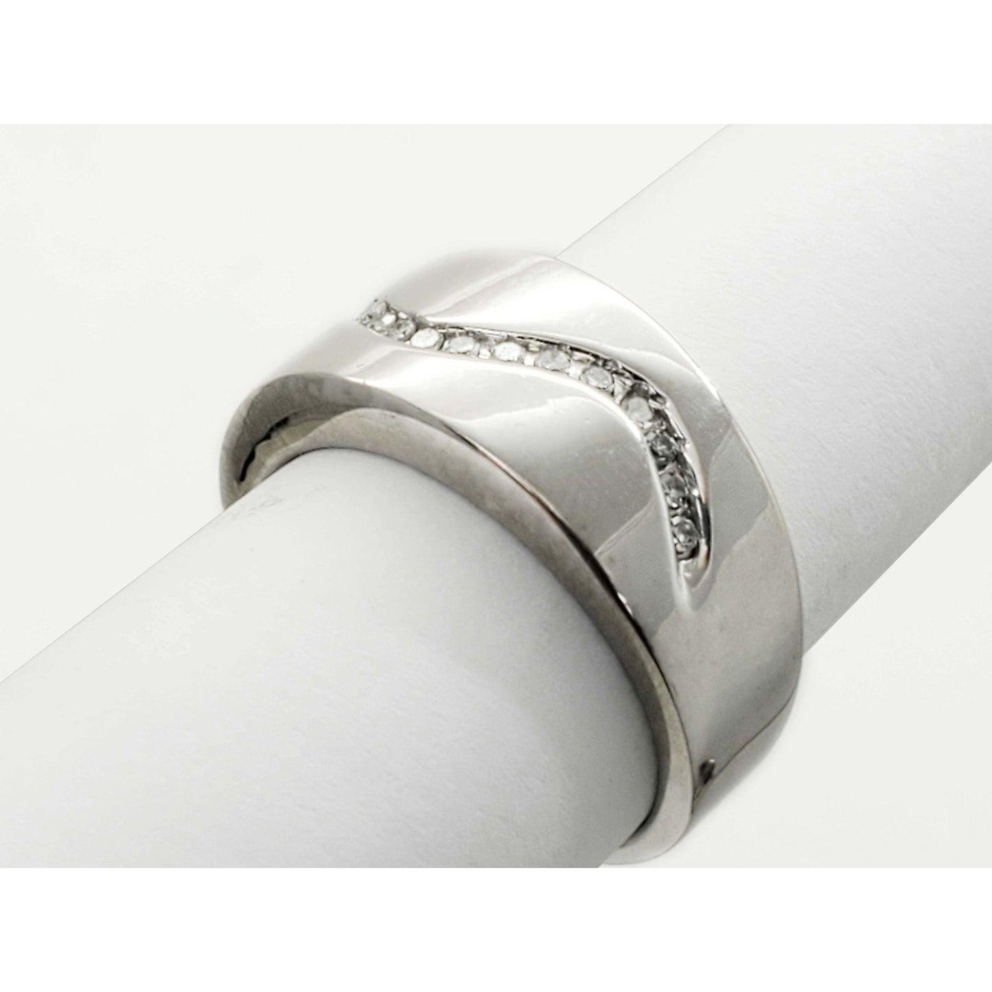0.08 ctw Diamond Wave Setting Band Ring 14k White Gold Size 7.5