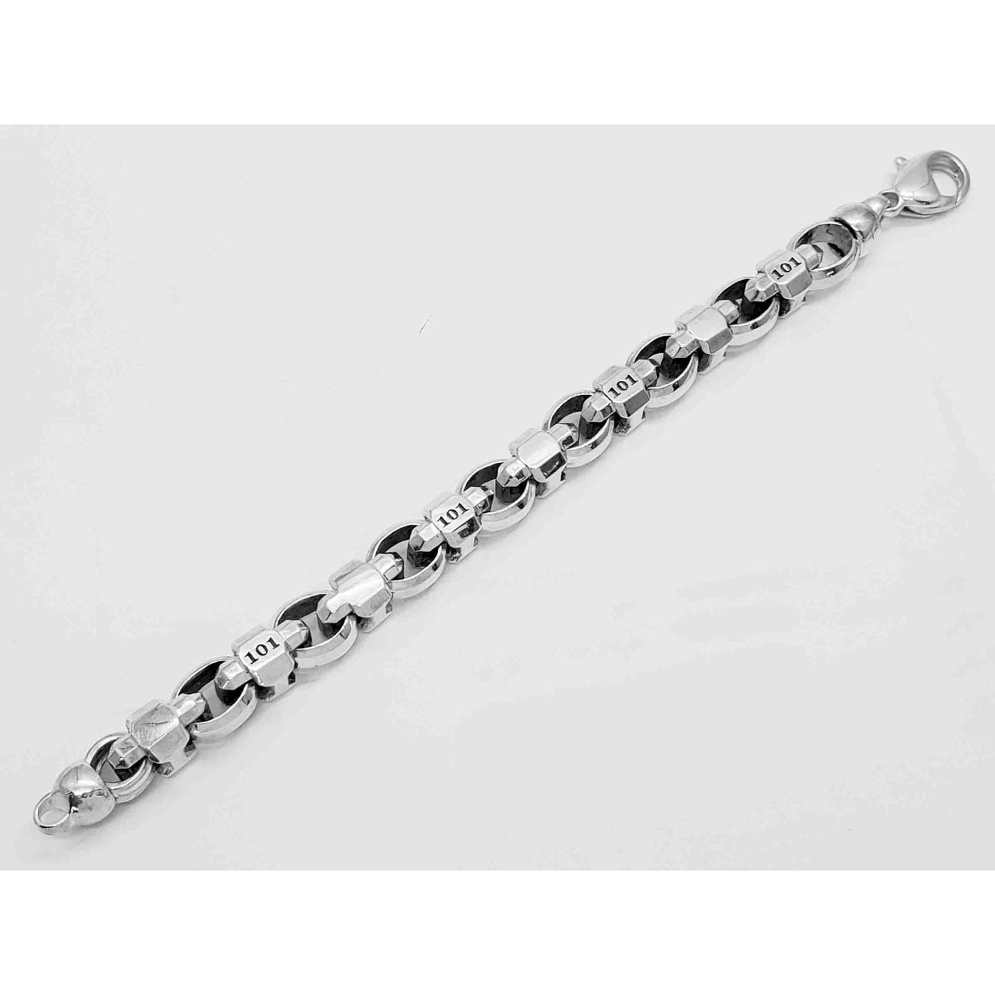 Room 101 Designer Caterpillar Link Bracelet Sterling Silver with Custom Clasp